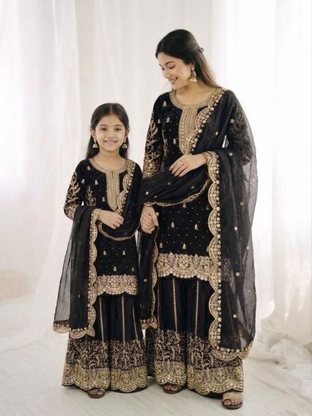 Kids Ethnic Wear Fendy Silk Black Designer kids wear wholesale in Delhi